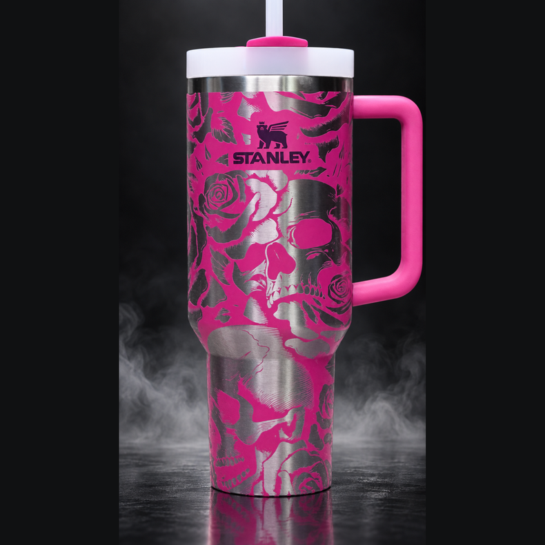 Roses and Skulls engraved genuine Stanley tumbler