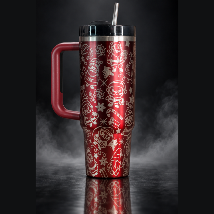 Santa Doodles engraved genuine Stanley tumbler – opposite