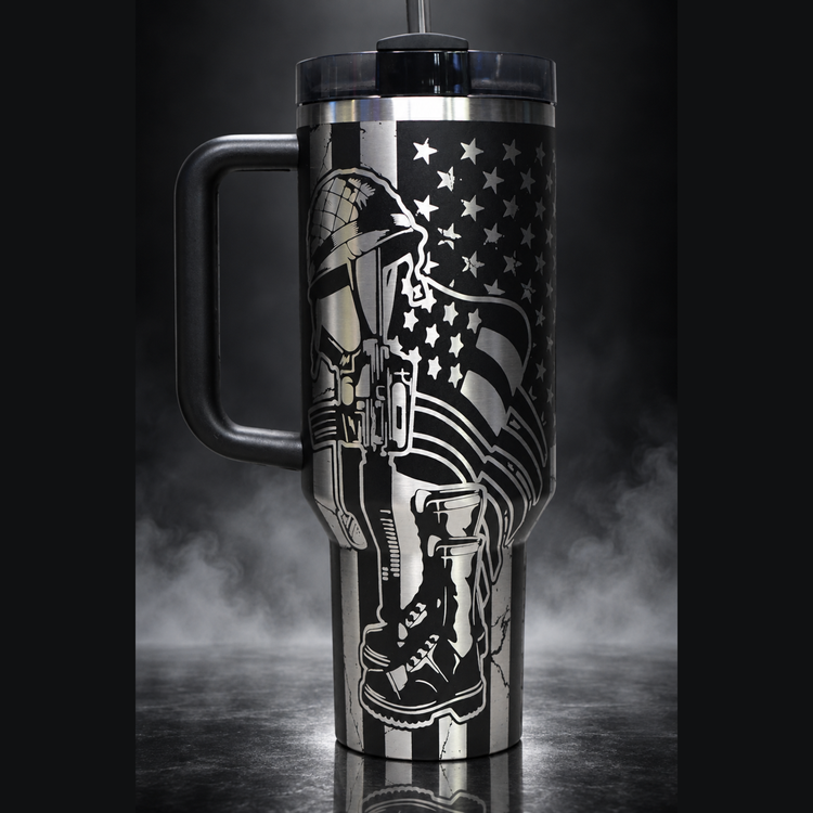 Soldier's Memorial engraved genuine Stanley tumbler – opposite