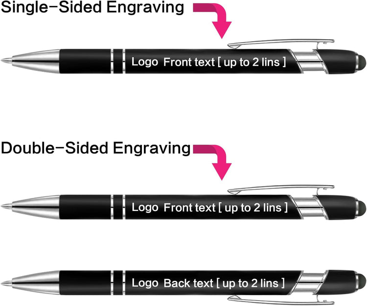 Single-sided and double-sided engraving options for black metal pens
