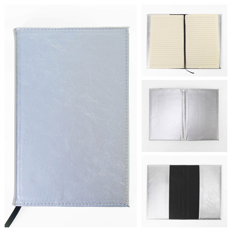 Red journal notebook displayed in an open black presentation box.