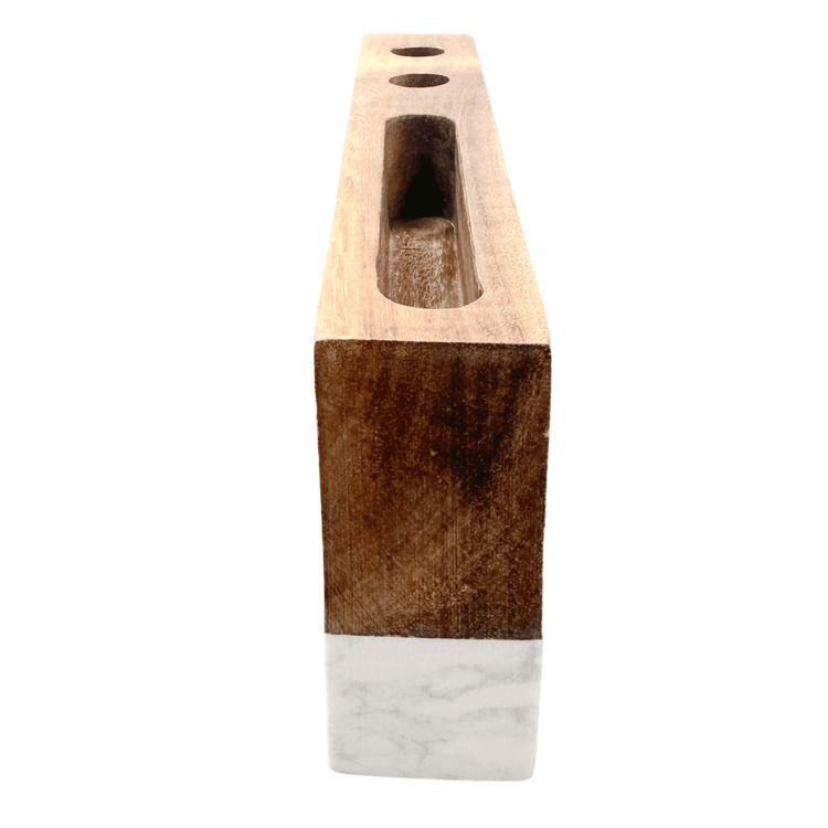 Desk organizer nested inside its marble-patterned presentation box.