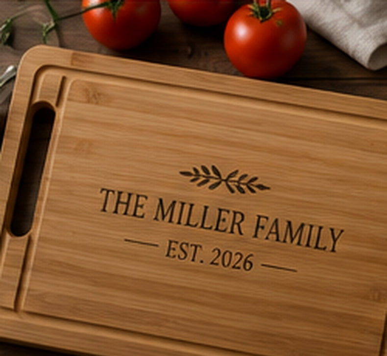 Personalized bamboo cutting board product mockup
