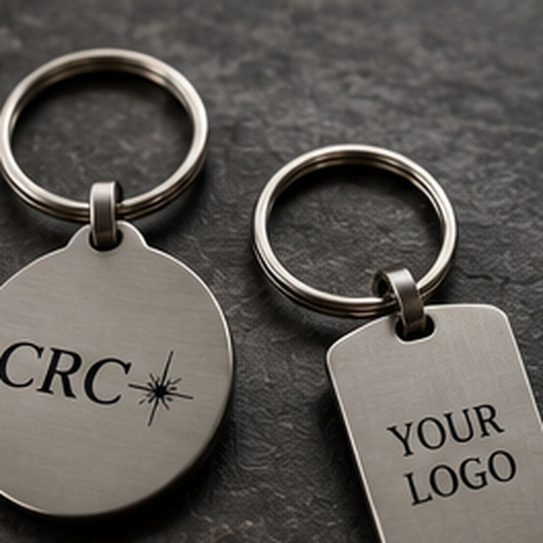 Custom engraved metal keychains product mockup