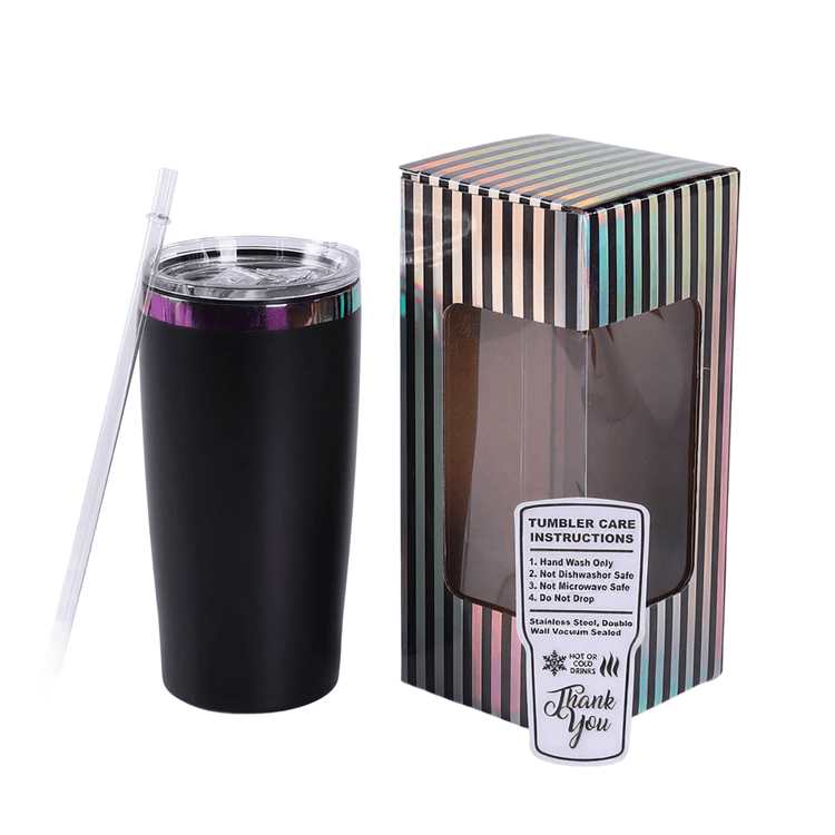20oz Classic Electroplated Tumbler — 20oz Classic Black Rainbow Plated
