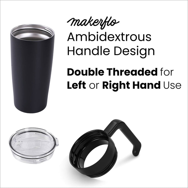 20oz Classic Tumbler with Handle — Ambidextrous Tumbler with Handle Powder Coated