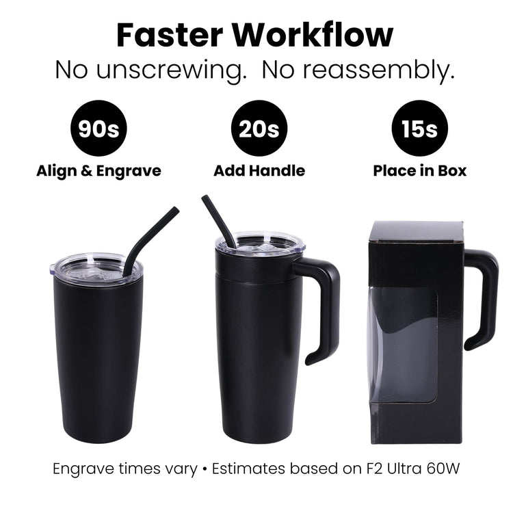 20oz Classic Tumbler with Handle — 20oz tumbler with handle for laser engraving