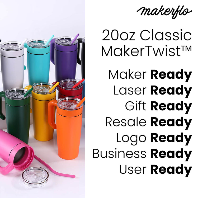 20oz Classic Tumbler with Handle — 20oz tumbler with twist on handle makertwist 1