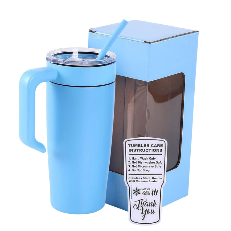 20oz Classic Tumbler with Handle — 20oz tumbler with handle light blue