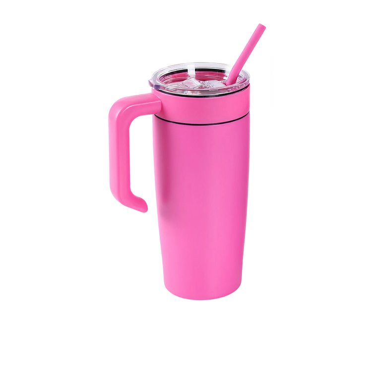 20oz Classic Tumbler with Handle — 20oz tumbler with twist on handle pink