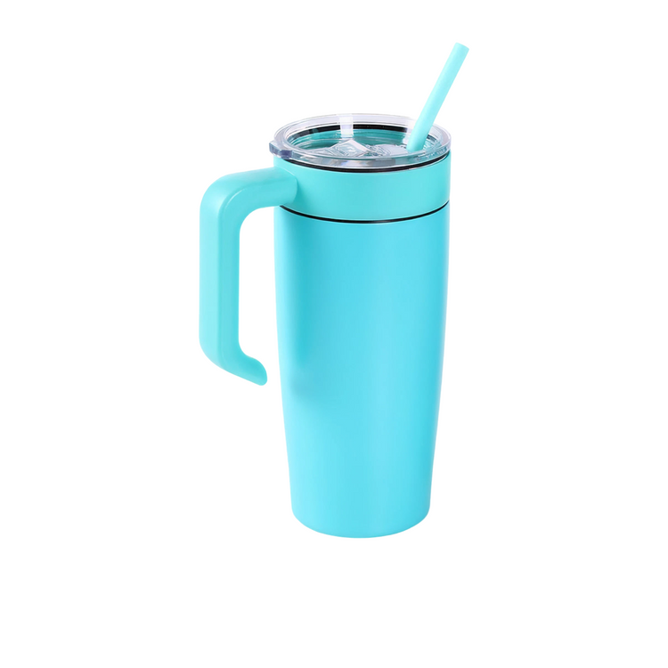 20oz Classic Tumbler with Handle — 20oz tumbler with twist on handle teal