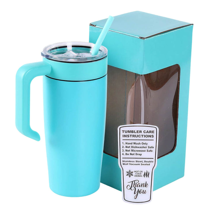 20oz Classic Tumbler with Handle — 20oz tumbler with handle teal