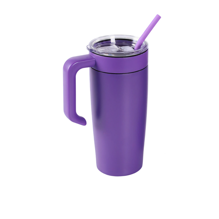 20oz Classic Tumbler with Handle — 20oz tumbler with twist on handle purple