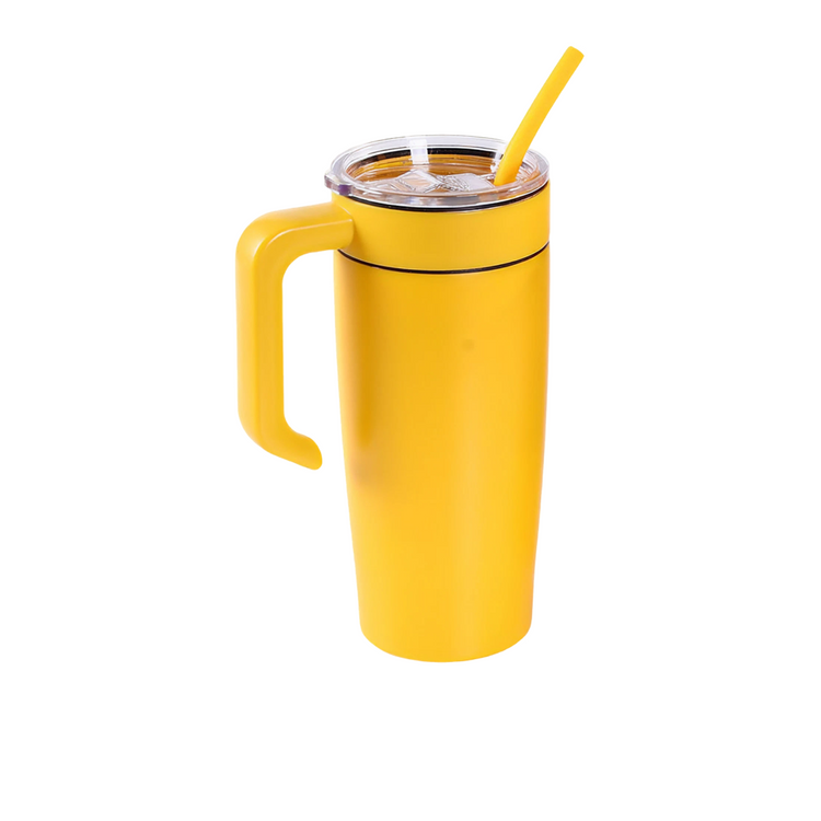 20oz Classic Tumbler with Handle — 20oz tumbler with twist on handle yellow