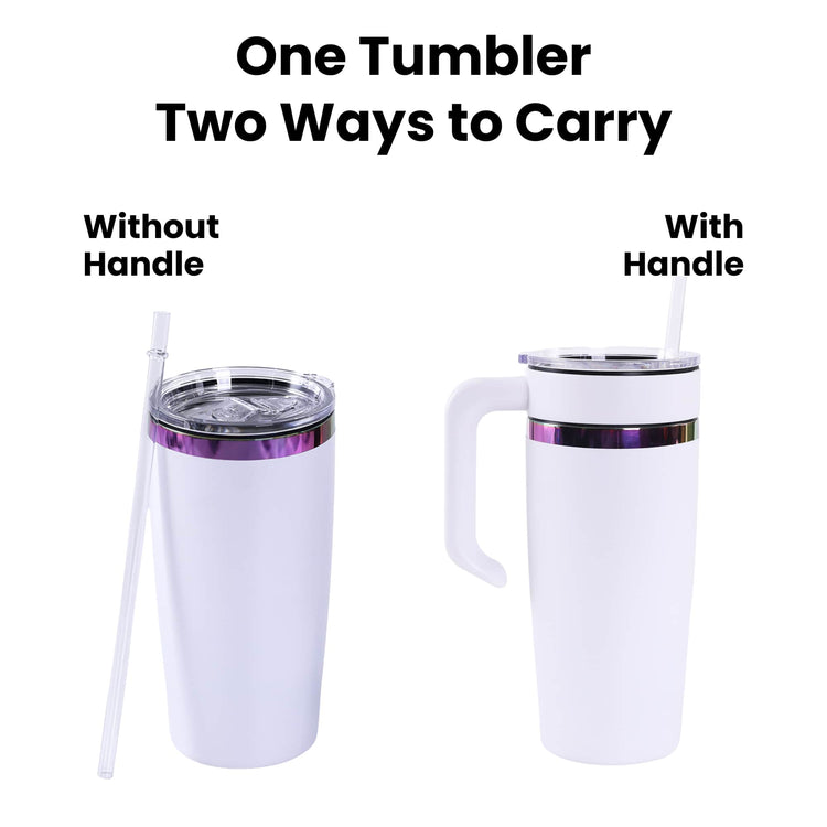 20oz Electroplated Tumbler with Handle — Electroplated 20oz Tumbler Handle Two Ways