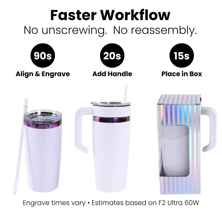 20oz Electroplated Tumbler with Handle — Electroplated 20oz tumbler with handle for faster laser engraving