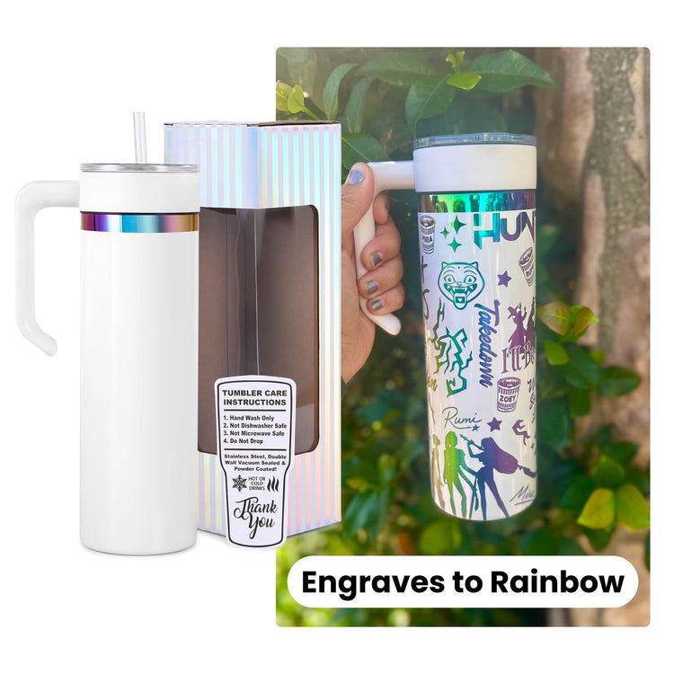 20oz Skinny Electroplated Tumbler — 20 skinny rainbow white tumbler