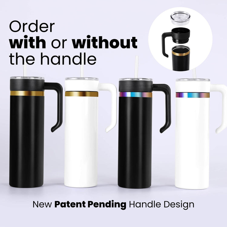 20oz Skinny Electroplated Tumbler — 20oz gold tumbler handle electro