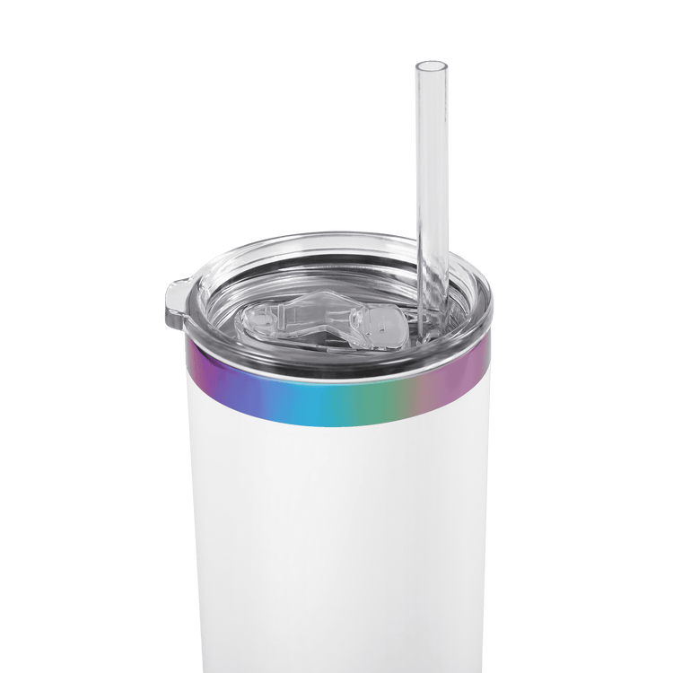 20oz Skinny Electroplated Tumbler — 20oz rainbow tumbler top white