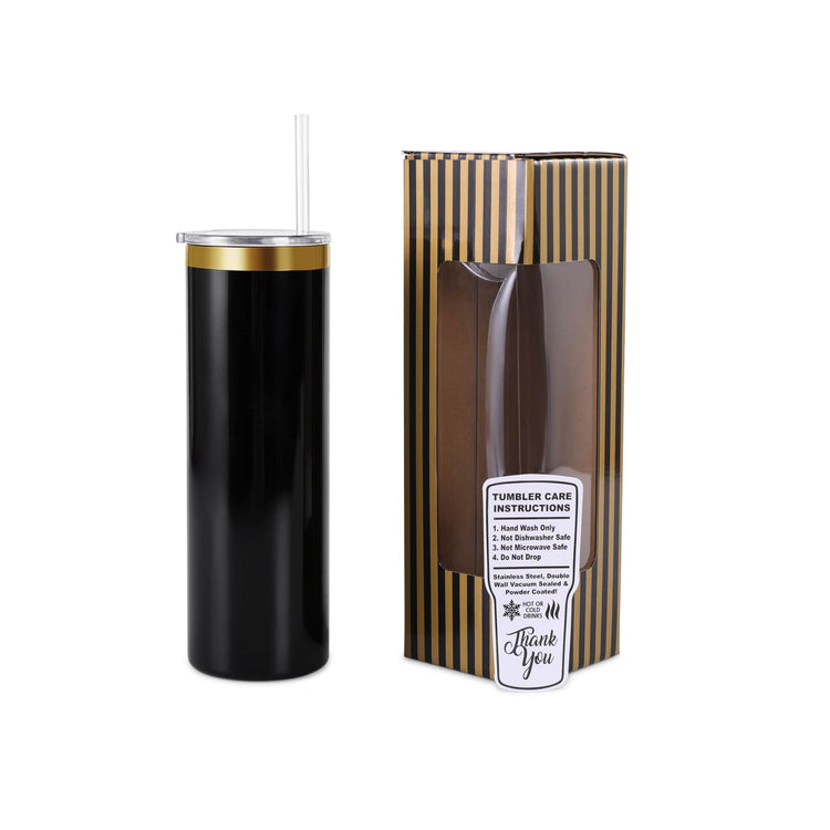 20oz Skinny Electroplated Tumbler — gold 20oz skinny black
