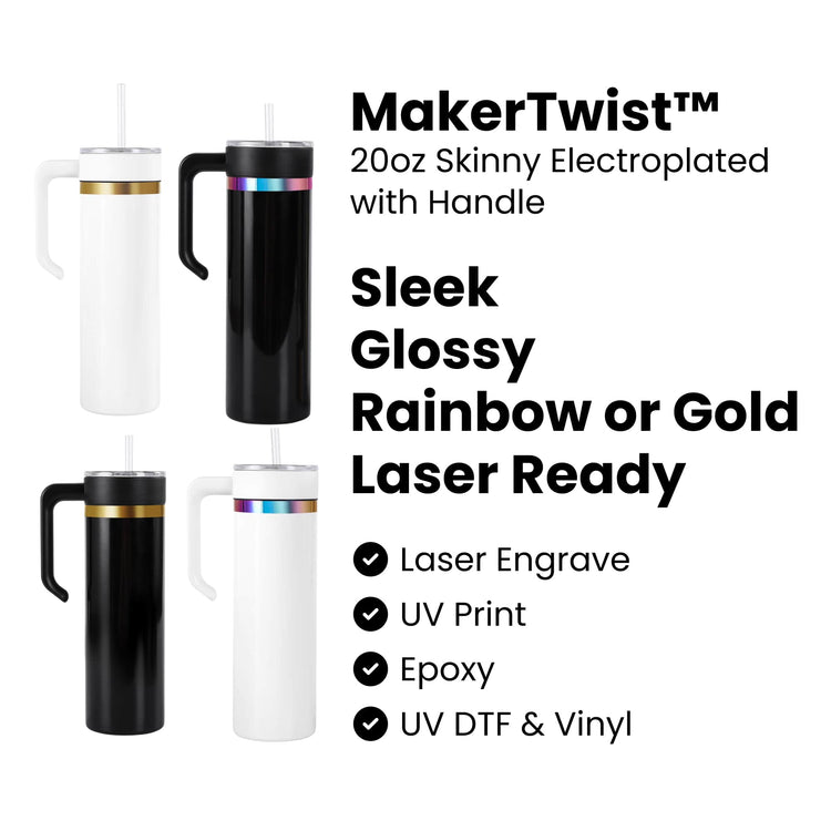 20oz Skinny Electroplated with Handle — 20oz Skinny Electroplated Tumbler with Handle 5