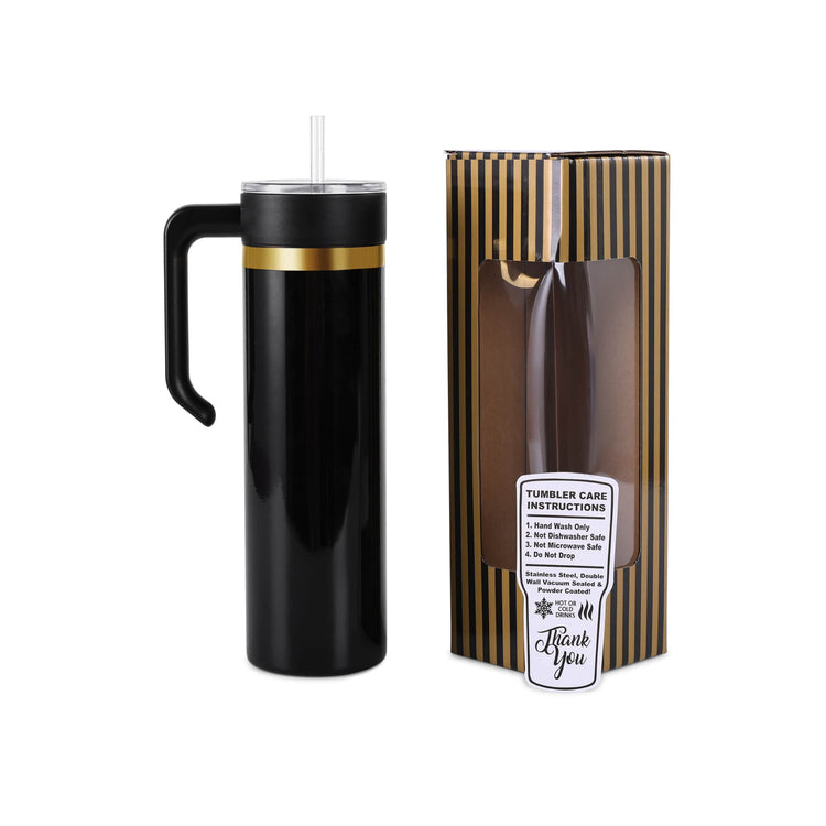 20oz Skinny Electroplated with Handle — 20oz skinnny electroplated gold black with handle