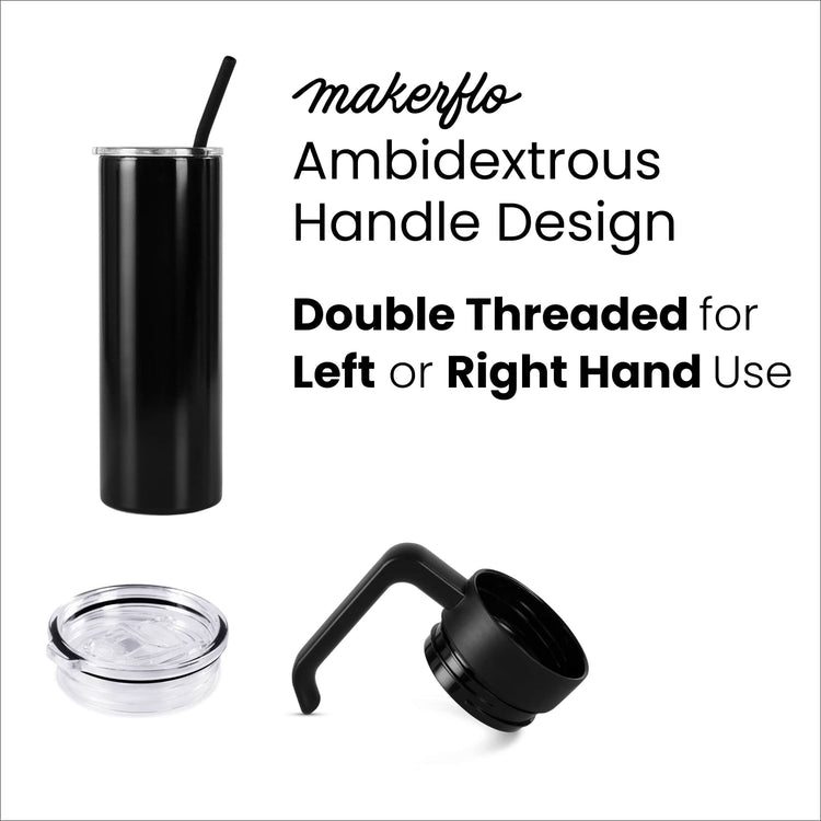 20oz Skinny with Handle — Powder Coated Tumblers For Laser Engraving