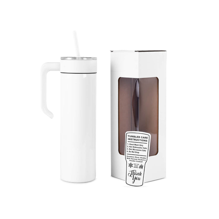 20oz Skinny with Handle — 20oz skinnny tumbbler with handle white