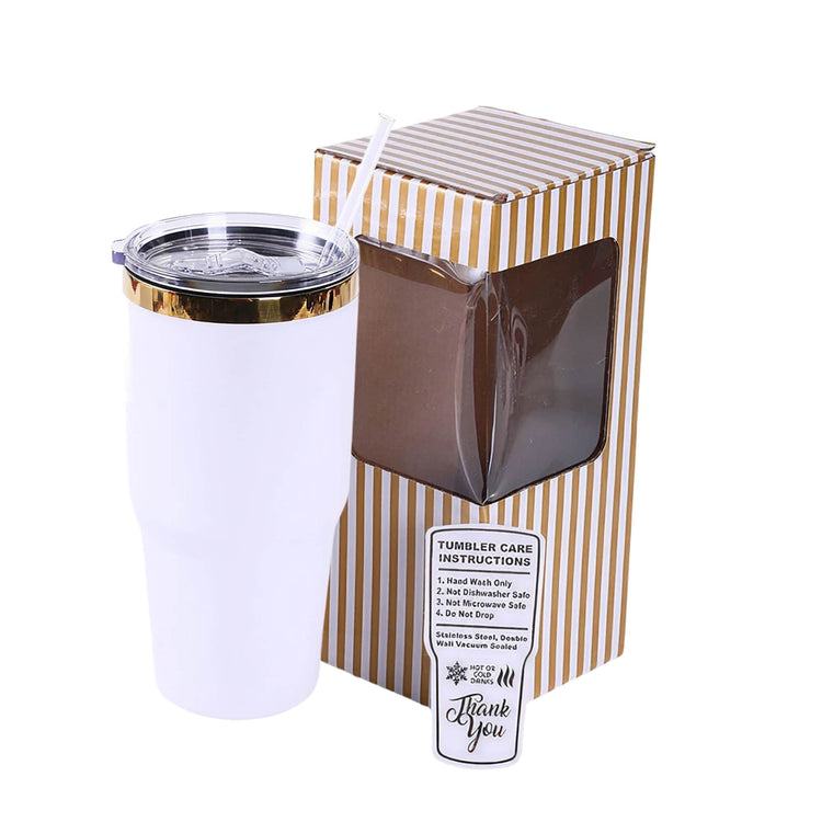 30oz Electroplated Tumbler — 30oz Gold Tumbler white