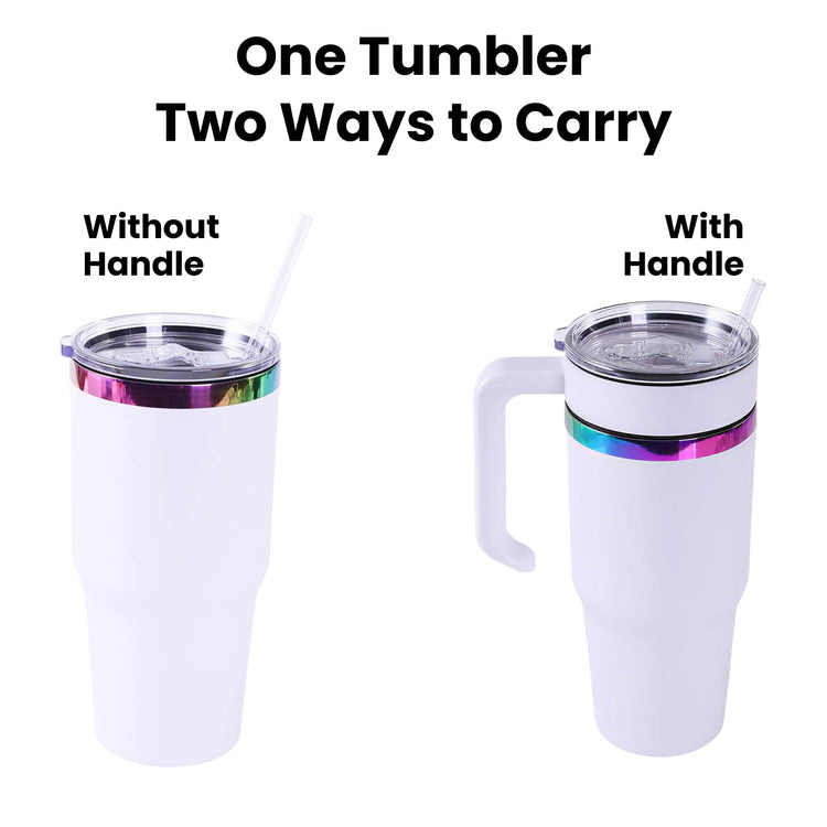 30oz Electroplated Tumbler with Handle — Electroplated 30oz Tumbler Handle Two Ways