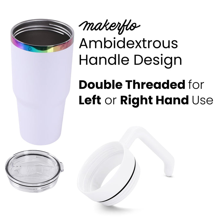 30oz Electroplated Tumbler with Handle — Electroplated Ambidextrous Powder Coated Tumblers with Handle For Laser Engraving