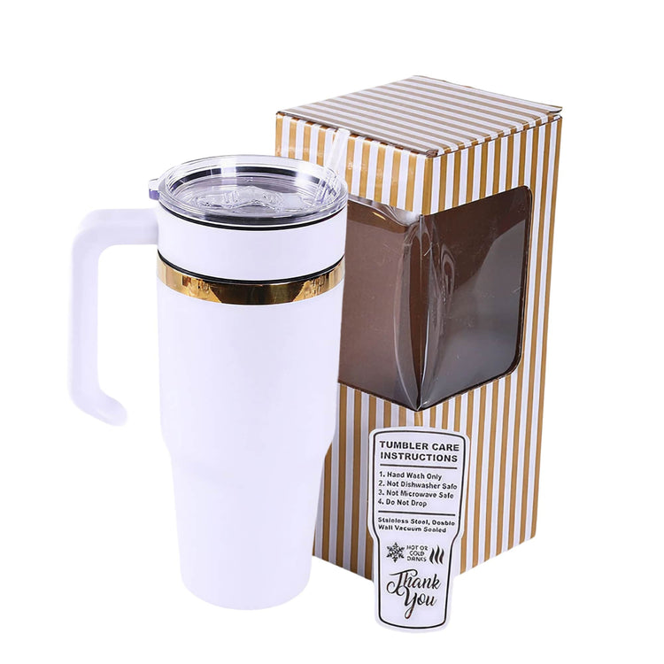 30oz Electroplated Tumbler with Handle — 30oz electroplated tumbler with handle white gold