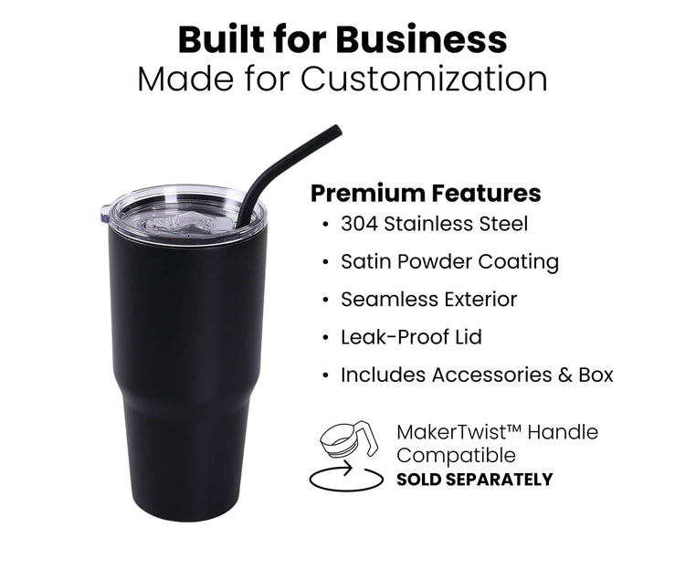 30oz Tumbler — 30oz Tumbler with Twist On Handle Built for Buisiness MakerTwist