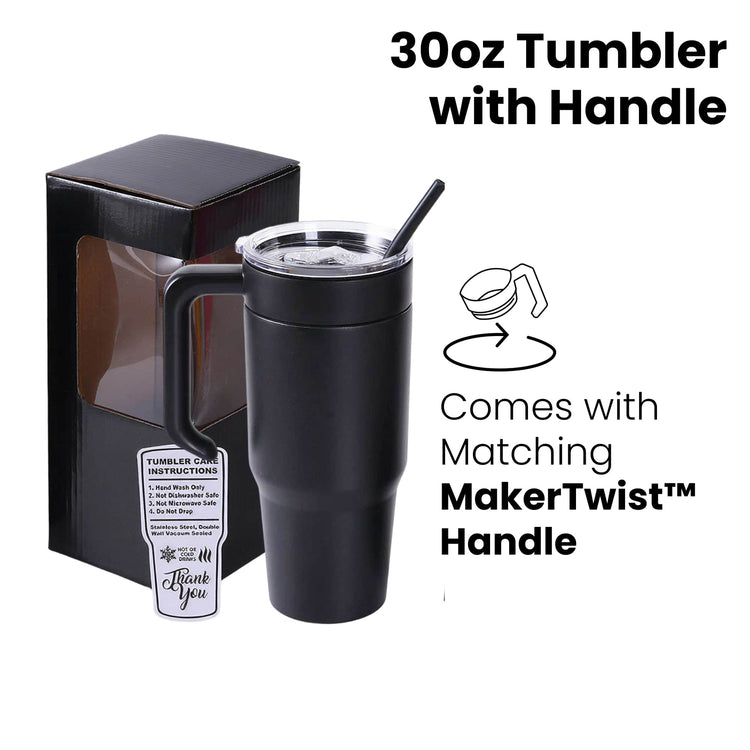 30oz Tumbler with Handle — 30oz tumbler with twist on handle makertwist