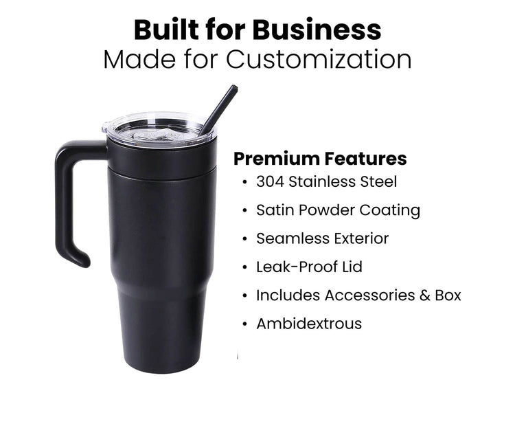 30oz Tumbler with Handle — 30oz Tumbler with Twist On Handle Built for Buisiness MakerTwist