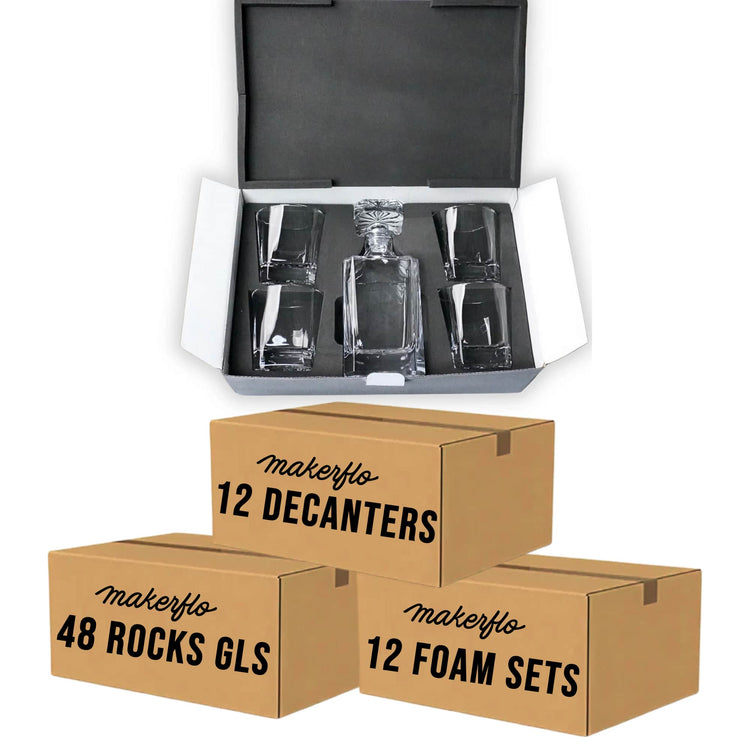 4 Glass Decanter Set — DECANTER SET 4 GLASS 12 SETS