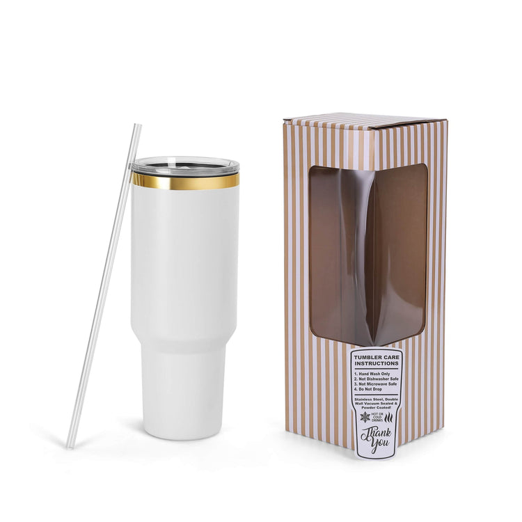 40oz Electroplated Tumbler — gold plated 40oz white