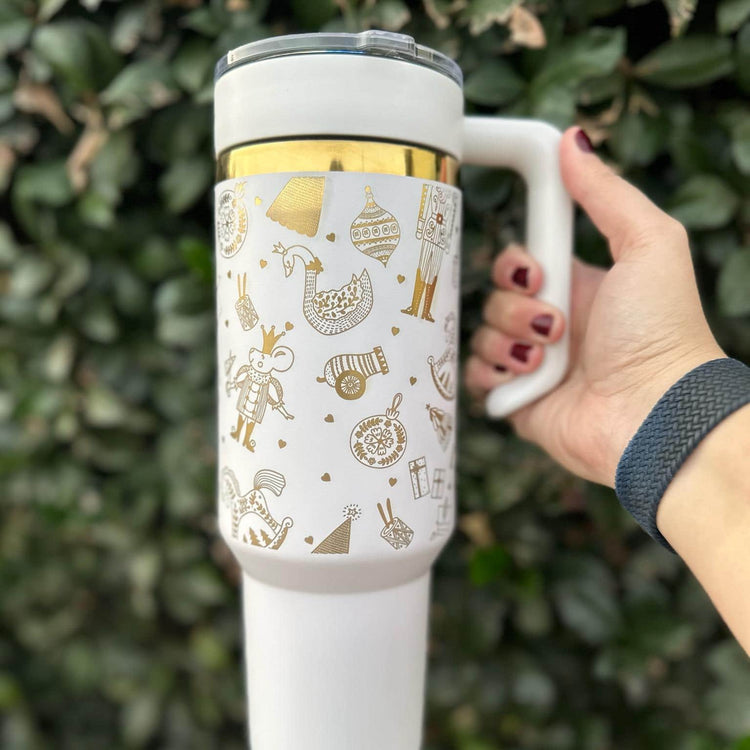 40oz Electroplated Tumbler — Gold plated tumbler engraved 1