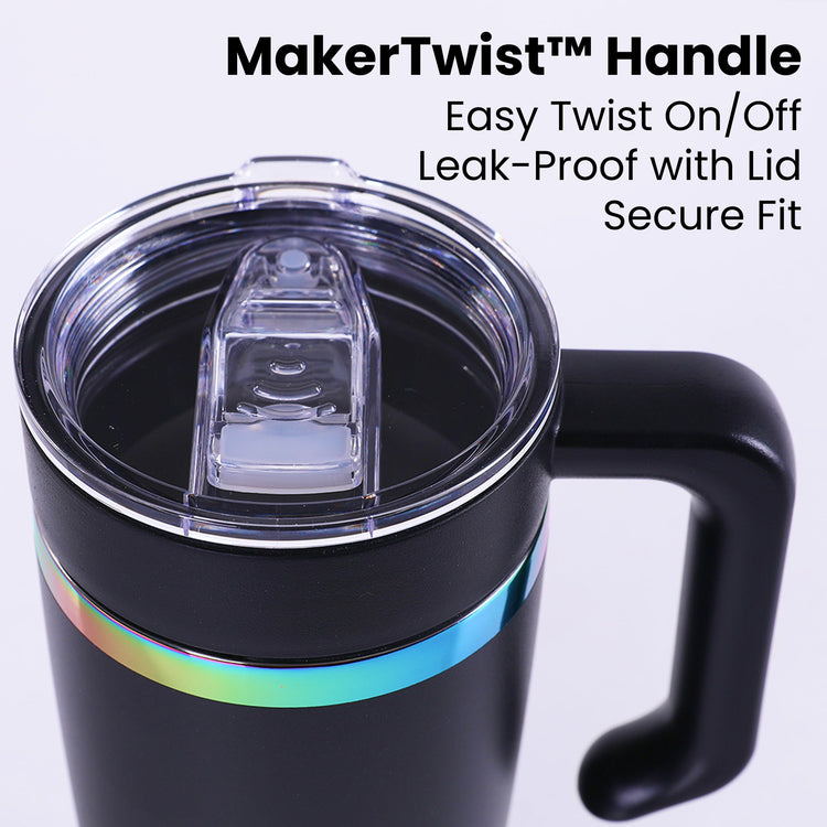 40oz Electroplated Tumbler with Handle — Electroplated MakerTwist Handle 40oz Tumbler