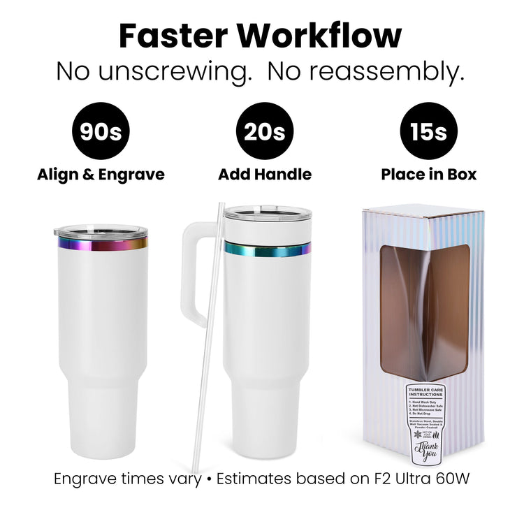 40oz Electroplated Tumbler with Handle — Electroplated 40oz tumbler with handle laser ready production ready