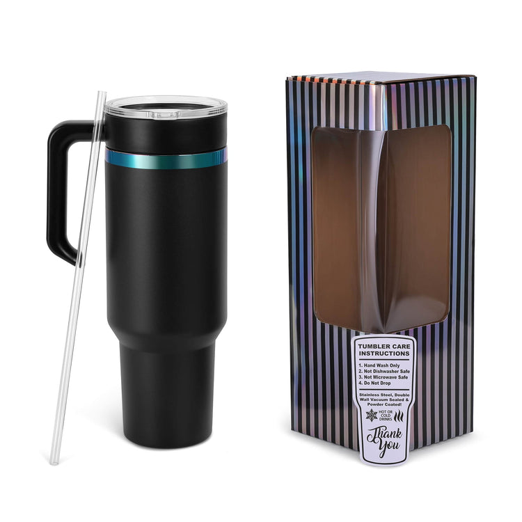 40oz Electroplated Tumbler with Handle — Rainbow Electro Plated 40oz Tumbler Black accessories