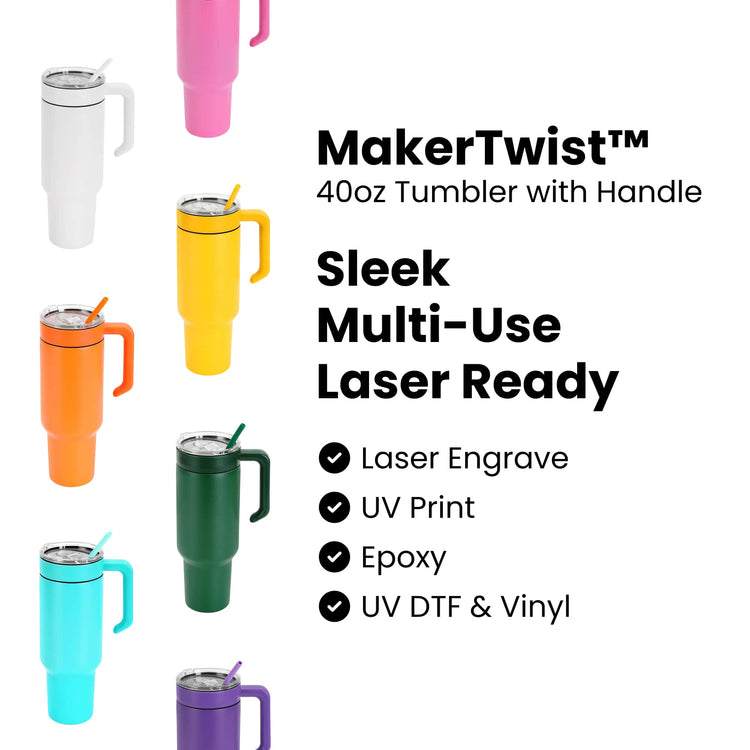 40oz Tumbler with Handle — Powder Coated Tumblers For Laser Engraving 1