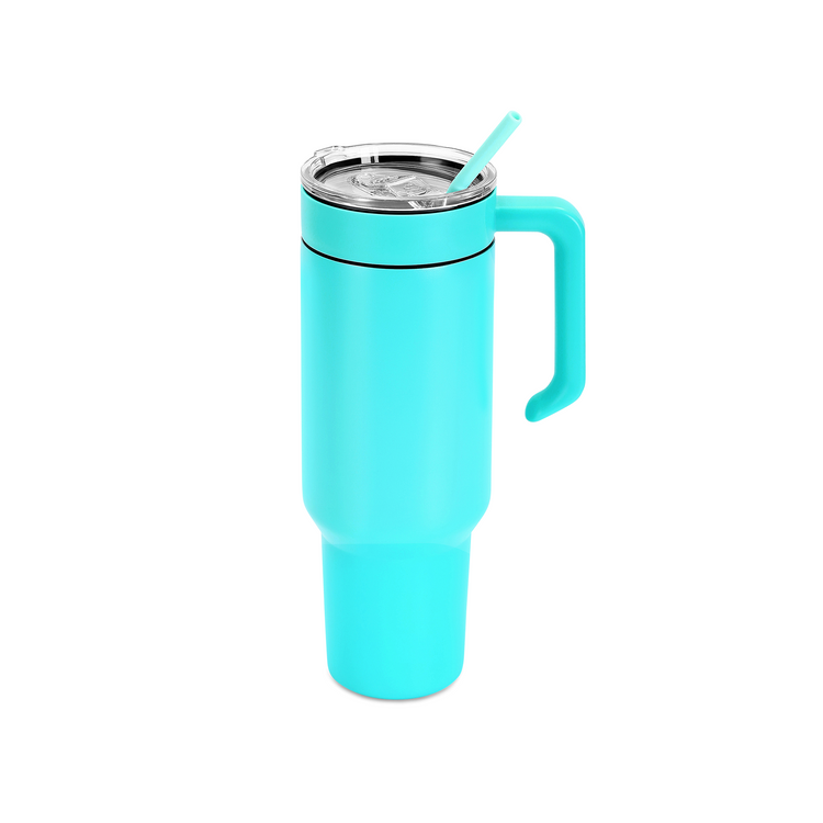 40oz Tumbler with Handle — 40oz tumbler with twist on handle teal