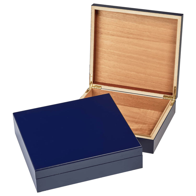 Cigar Humidor Box — Valet Box Cedar Lined Medium Dark Blue