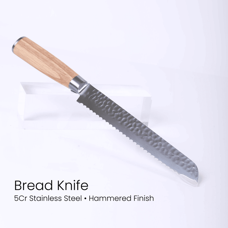 Kitchen Knife Set with Magnetic Block Stand — 5Cr Stainless Steel Full Tang Knife Set serrated bread knife