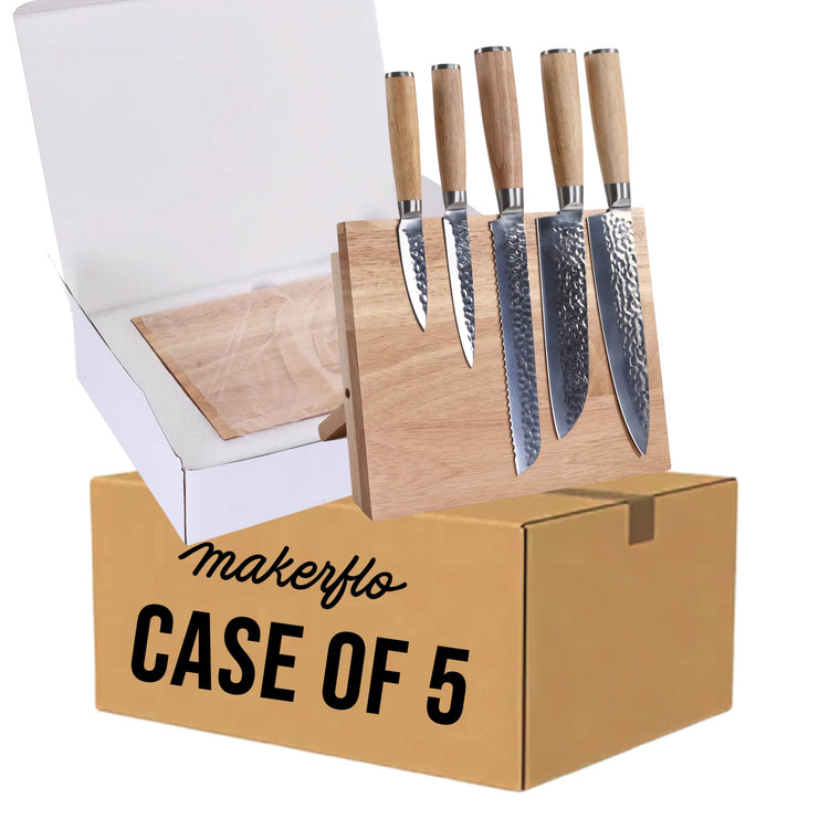 Kitchen Knife Set with Magnetic Block Stand — Rubberwood Knife Set 3