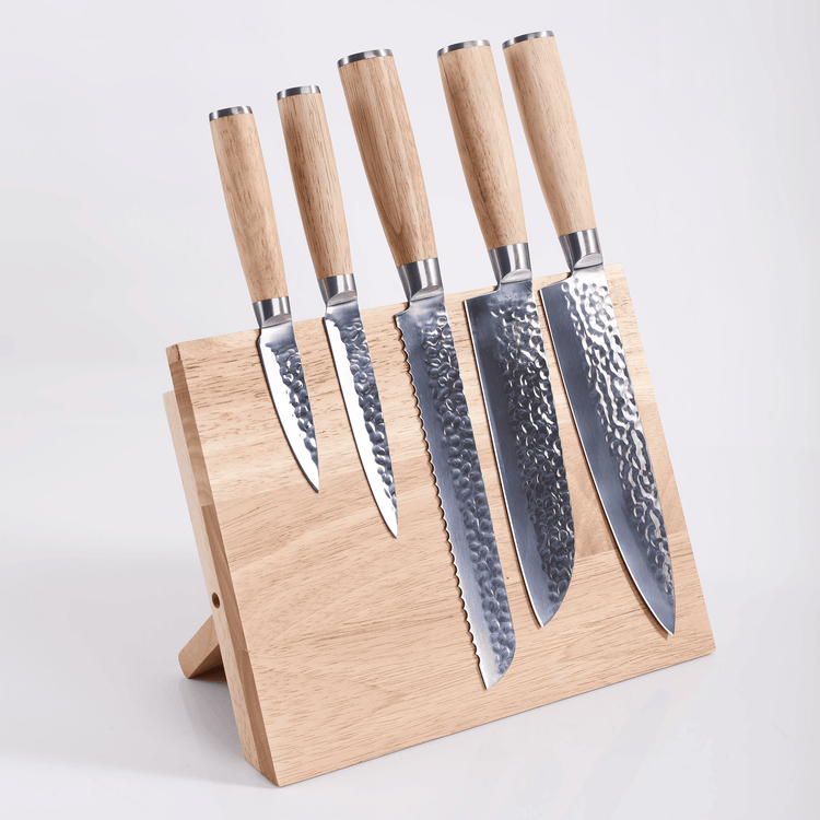 Kitchen Knife Set with Magnetic Block Stand — Rubberwood Knife Set with Magnetic Block stand0U9A8942 2