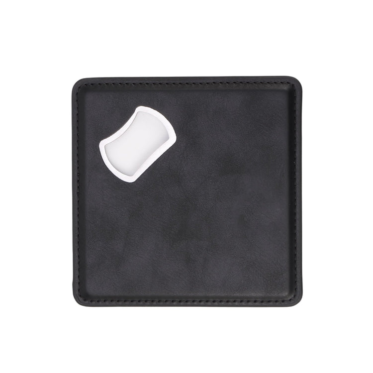 Laserette Bottle Opener Coaster — Bottle Opener Coaster Laserette Engravable Leatherette Black