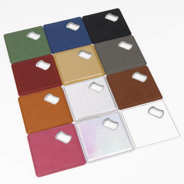 Laserette Bottle Opener Coaster — Engravable Laserette Magnetic Coaster With Bottle Opener 12 Colors