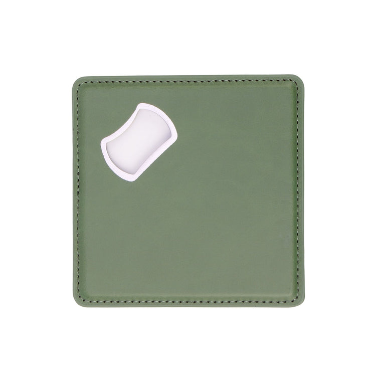 Laserette Bottle Opener Coaster — Bottle Opener Coaster Laserette Engravable Leatherette Sage